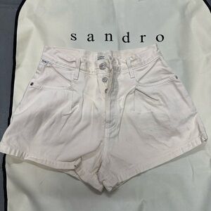 Citizens Of Humanity White High-Waist Pleated Denim Shorts